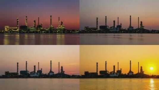 沙特延布炼厂黄昏延时摄影高清在线视频素材下载