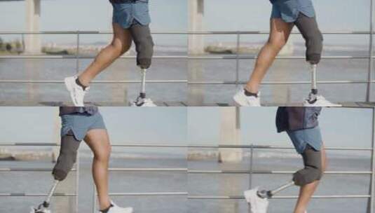 残疾运动员跑步的特写镜头高清在线视频素材下载