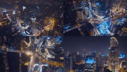 上海浦西夜景航拍合集高清在线视频素材下载