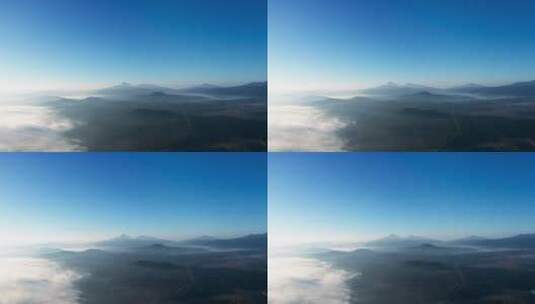 【延时】蓝天下薄雾中的腾冲火山群高清在线视频素材下载