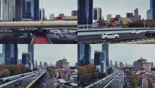 上海浦西静安区延安高架高清在线视频素材下载