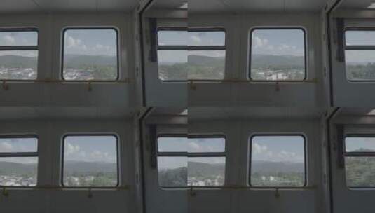 火车沿途风景 车窗外景色高清在线视频素材下载