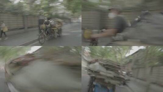 上海街头慢门废品三轮车高清在线视频素材下载