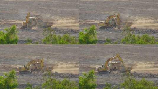 工地挖掘机挖土装车延时高清在线视频素材下载