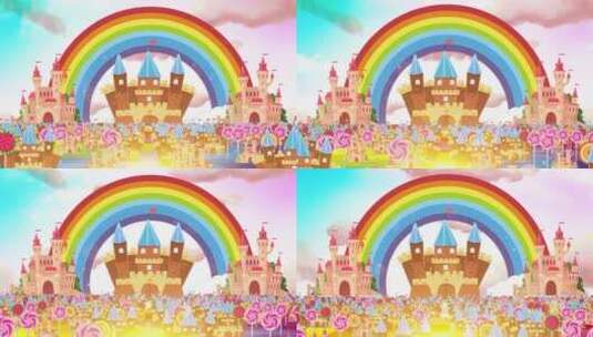 卡通彩虹城堡高清在线视频素材下载