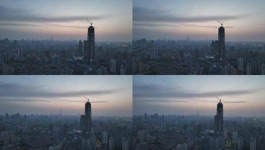 上海清晨日出航拍高清在线视频素材下载