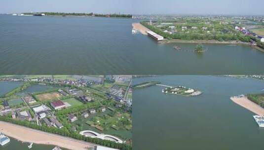 4K望城千龙湖生态旅游度假区航拍空镜高清在线视频素材下载