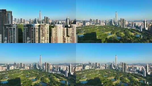 深圳市福田高尔夫球场城市景观高清在线视频素材下载
