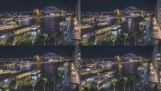 海港大桥夜间延时高清在线视频素材下载