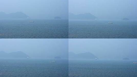迷雾中的千岛湖高清在线视频素材下载