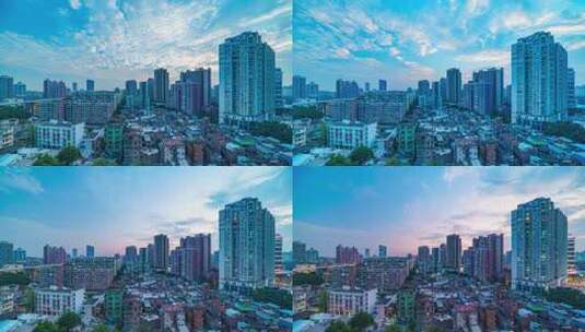 广州海珠区城中村高楼建筑夕阳晚霞余晖延时高清在线视频素材下载