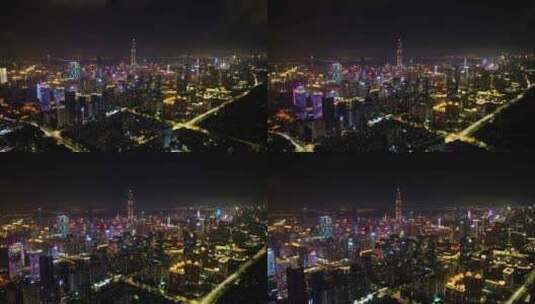 航拍深圳市区夜景高清在线视频素材下载