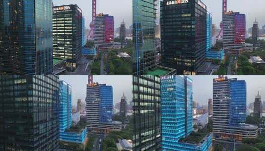 上海航拍城市天际线建筑夜景高清在线视频素材下载