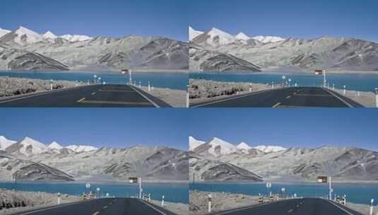 新疆白沙湖公路高清在线视频素材下载