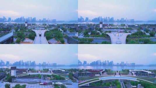 航拍杭州钱江世纪公园视频高清在线视频素材下载