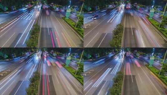 城市道路交通晚高峰 高速公路车流夜景延时高清在线视频素材下载