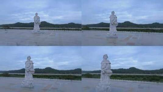 高清航拍四川眉山彭山彭祖雕像高清在线视频素材下载