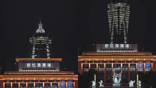 西湖文化广场夜景高清在线视频素材下载