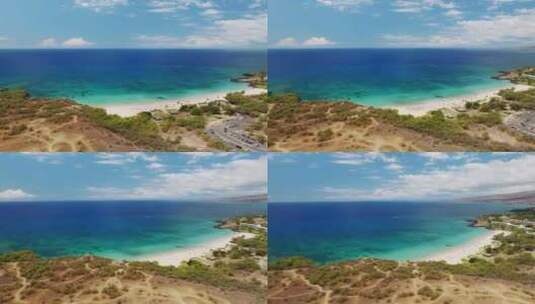 美国夏威夷带娱乐区的哈普纳海滩全景。航拍高清在线视频素材下载