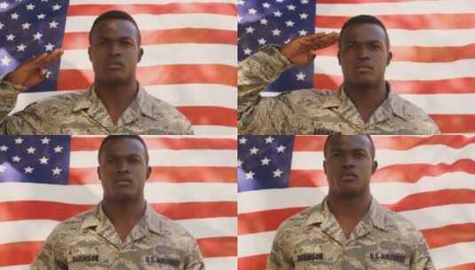 美国士兵正在对着镜头敬礼高清在线视频素材下载