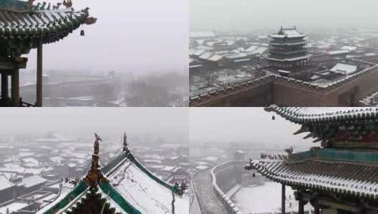 平遥古城雪景高清在线视频素材下载
