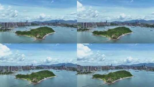 航拍广东惠州大亚湾潮州岛海岛自然海景高清在线视频素材下载