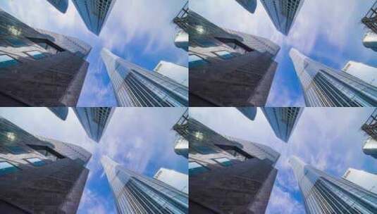 低视角看北京国贸CBD高楼大厦高清在线视频素材下载