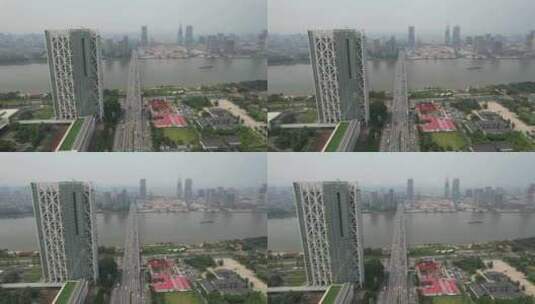 广州科韵南路和琶洲大桥交通高清在线视频素材下载