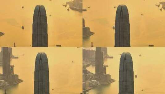香港国际金融中心IFC航拍特写4K30P高清在线视频素材下载