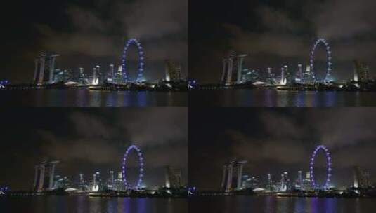 新加坡夜景摩天轮高清在线视频素材下载