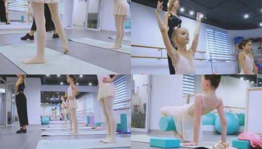 【合集】女孩脚教练学生芭蕾舞伸展高清在线视频素材下载