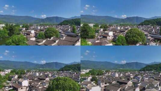 航拍中国传统水墨风安徽黟县宏村景区高清在线视频素材下载