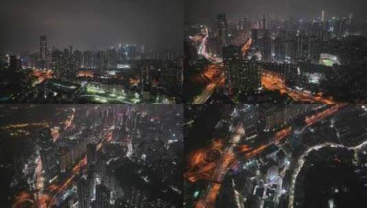 深圳罗湖夜景航拍高清在线视频素材下载