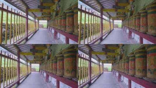 寺院里的转经筒高清在线视频素材下载