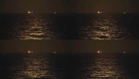 大海海面月光水面波光粼粼夜晚海平面高清在线视频素材下载