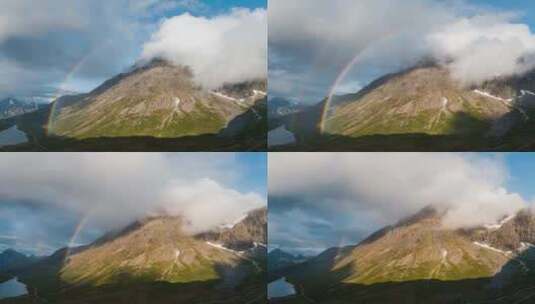 雪山彩虹雾气缭绕高清在线视频素材下载