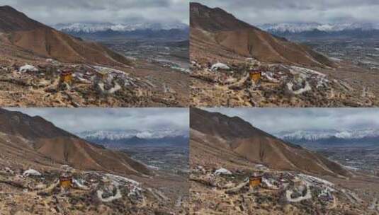 航拍西藏拉萨帕邦喀藏传佛教寺庙建筑高清在线视频素材下载