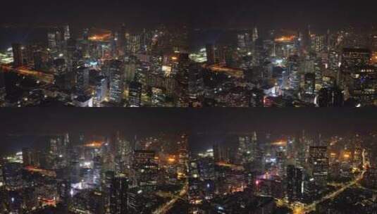 深圳南山区天际线夜景航拍高清在线视频素材下载