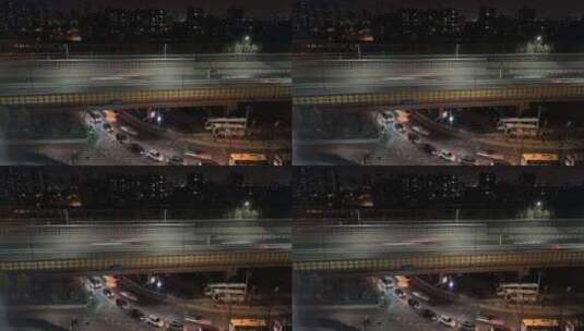 北京西二旗桥城市街道夜晚车来车往车水马龙高清在线视频素材下载