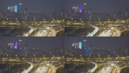 南京城市天际线与双桥门立交延时摄影高清在线视频素材下载
