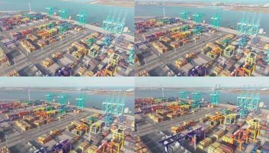 航拍天津智能货运码头高清在线视频素材下载