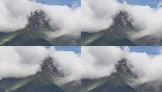 南迦巴瓦峰雨季航拍高清在线视频素材下载