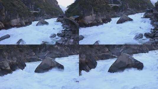 湍急河流穿过高山峡谷景象高清在线视频素材下载