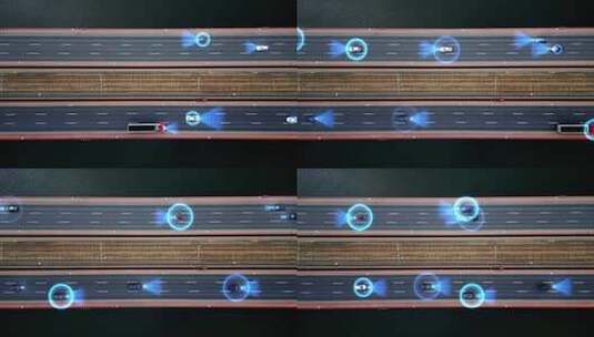 未来智能道路自动驾驶鸟瞰高清在线视频素材下载