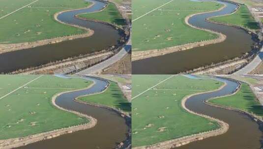 航拍 风景 景色 河流 河道 水 湖高清在线视频素材下载