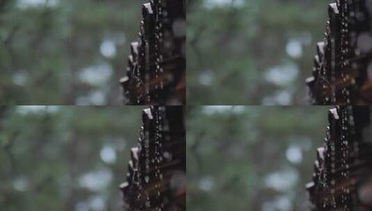 屋檐下雨滴坠落特写高清在线视频素材下载