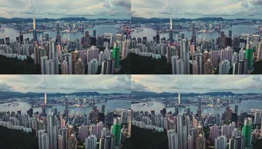 香港维多利亚港夜景航拍高清在线视频素材下载