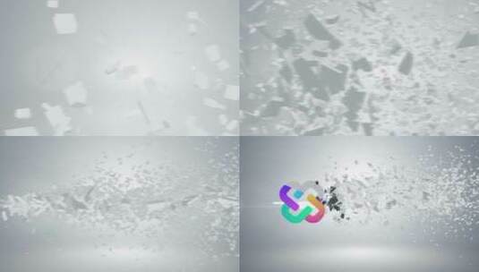 破碎 粒子 特效 logo 演示高清AE视频素材下载