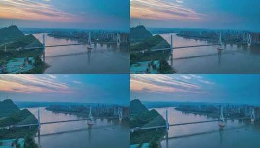 宜昌夷陵长江大桥航拍延时4K高清在线视频素材下载