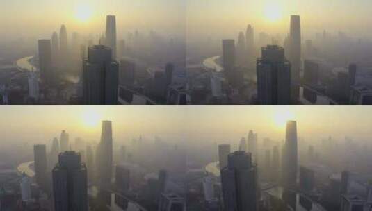 天津雾霾日出高清在线视频素材下载